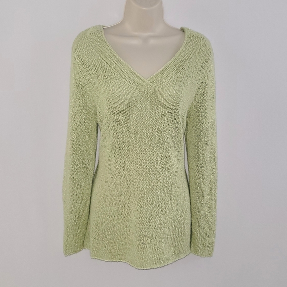 Eileen Fisher Sweater Mint Green Viscose & Linen Size L - Picture 7 of 7